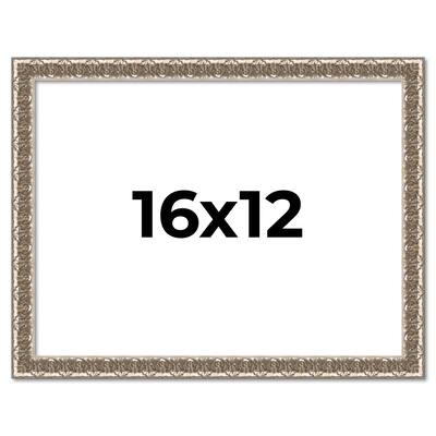 16x12 Frame Silver Versailles Ornate Solid Wood Picture Frame | 1 Inch