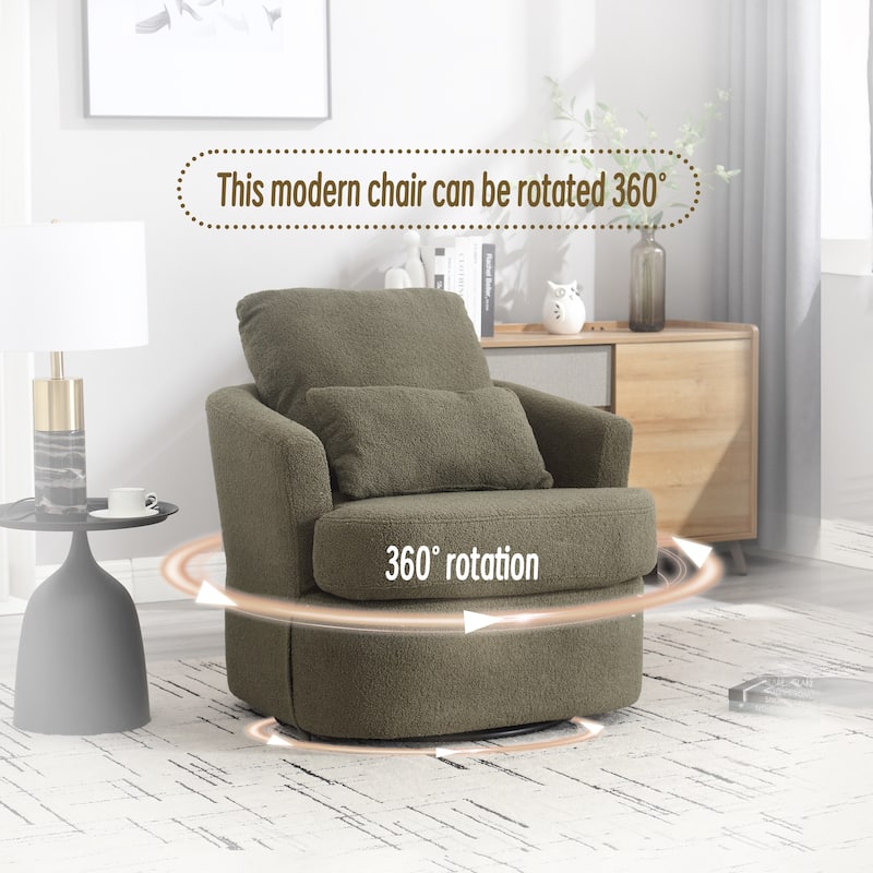 32.68" Swivel Barrel Chair with Metal Base