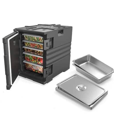 82 Qt. Food Carrier Warmer with with 4 Food Pans and Wheels