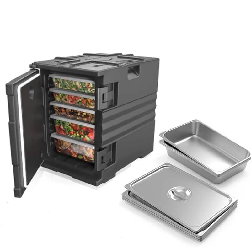 82 Qt. Food Carrier Warmer with with 4 Food Pans and Wheels