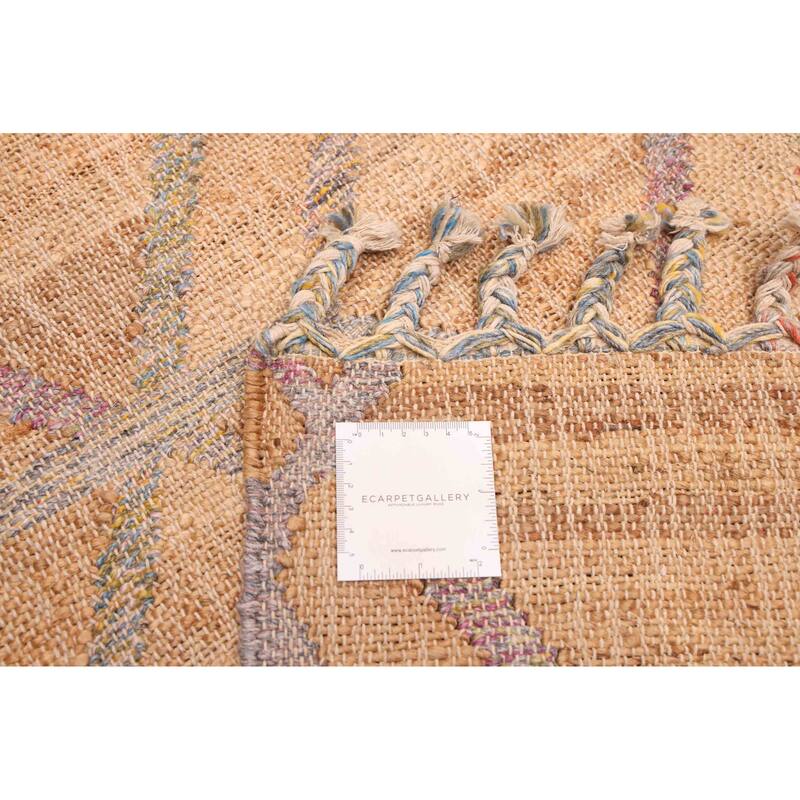 ECARPETGALLERY Flat-Weave Palas Denizli Tan Jute Kilim - 5'5 x 7'5