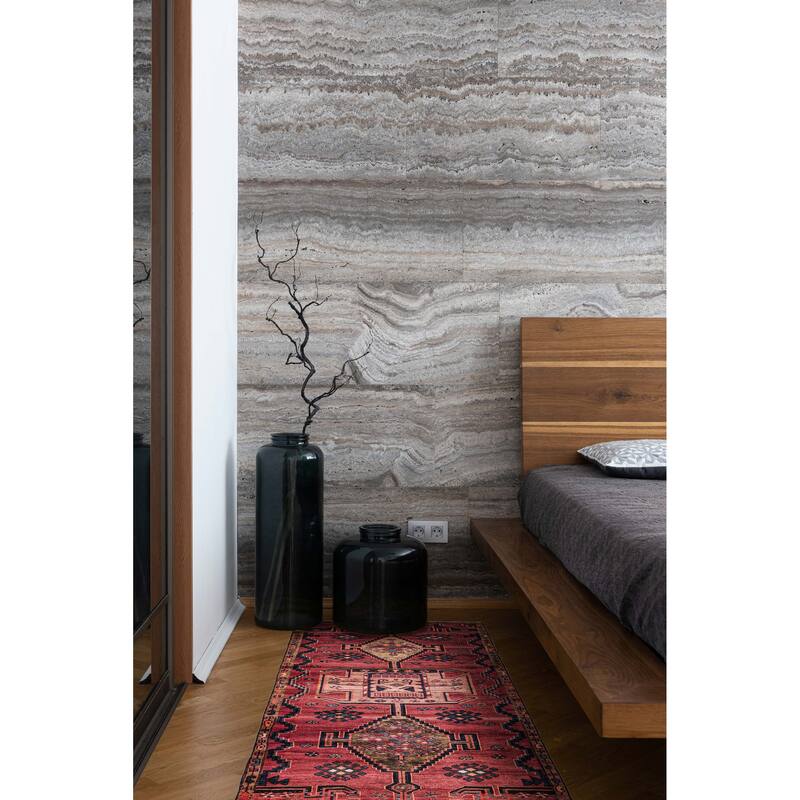 ECARPETGALLERY Hand-knotted Melis Vintage Dark Pink Wool Rug - 4'5 x 9'7