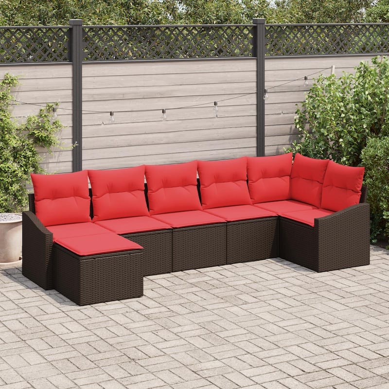 vidaXL 8 Piece Garden Sofa Set with Cushions - 113.6×48.6×27.2 - Brown