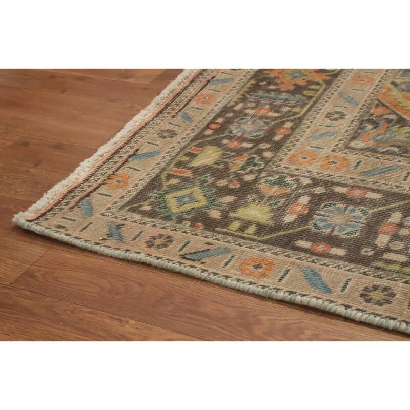 Hand Knotted Oriental 100% Wool Carpet Traditional Floral Peach Tabriz Area Rug - 9' 6'' X 6' 6''