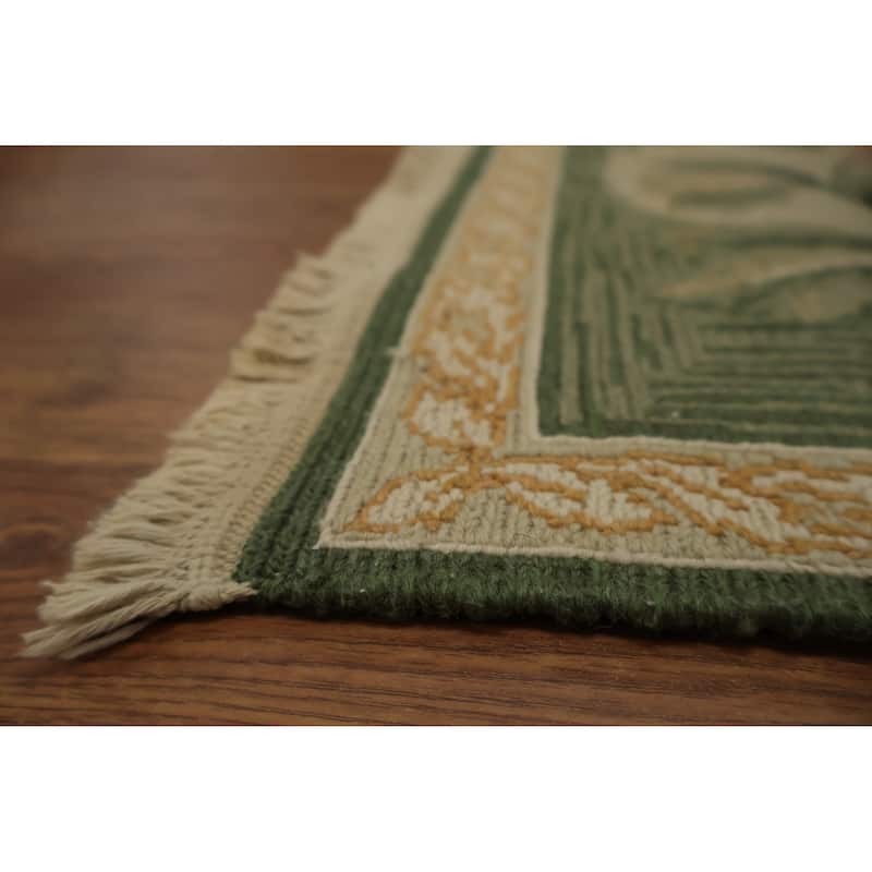 Hand Knotted Oriental 100% Wool Carpet Traditional Floral Beige & Ivories Aubusson Area Rug - 9' 8'' X 7' 6''