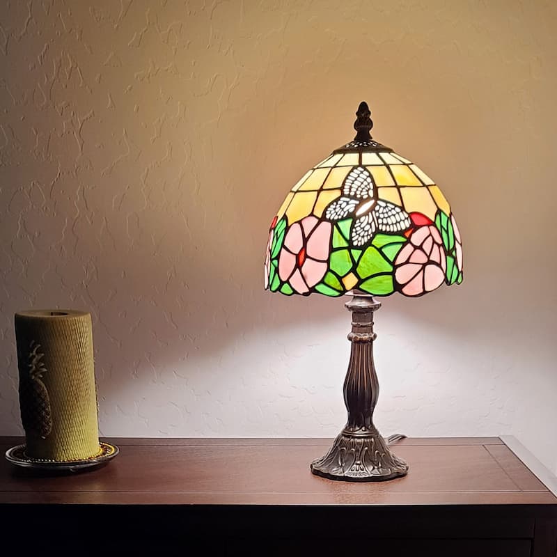 Vintage 15 Inch Dark Brown Metal Table Lamp with Beige Shade - 9” x 12” x 15”