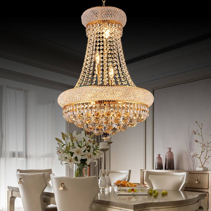 Crystal Chandelier French Empire Ceiling Light with LED Bulbs
