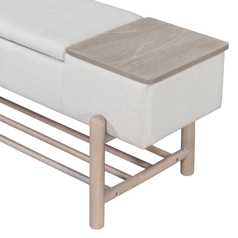 47.2" Farmhouse Upholstered Storage Bench with Hidden Compartment