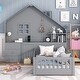 preview thumbnail 2 of 9, Twin Size House Bed with Window and Bedside Drawers, Platform Bed with Shelves and a set of Sockets and USB Port, Grey