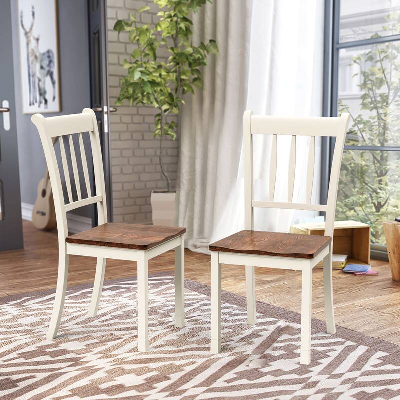 Costway Set of 2 Wood Dining Chair High Back Kitchen Whitesburg Side