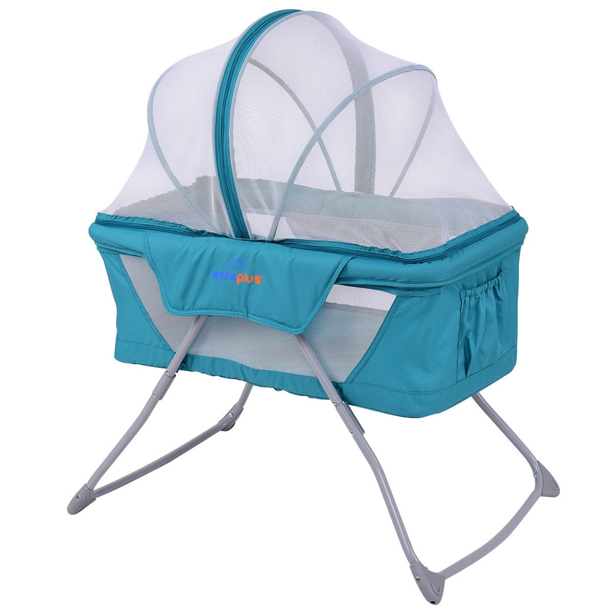 Costway Lightweight Foldable Baby Bassinet Rocking Bed Mosquito Net Carrying Bag Travel