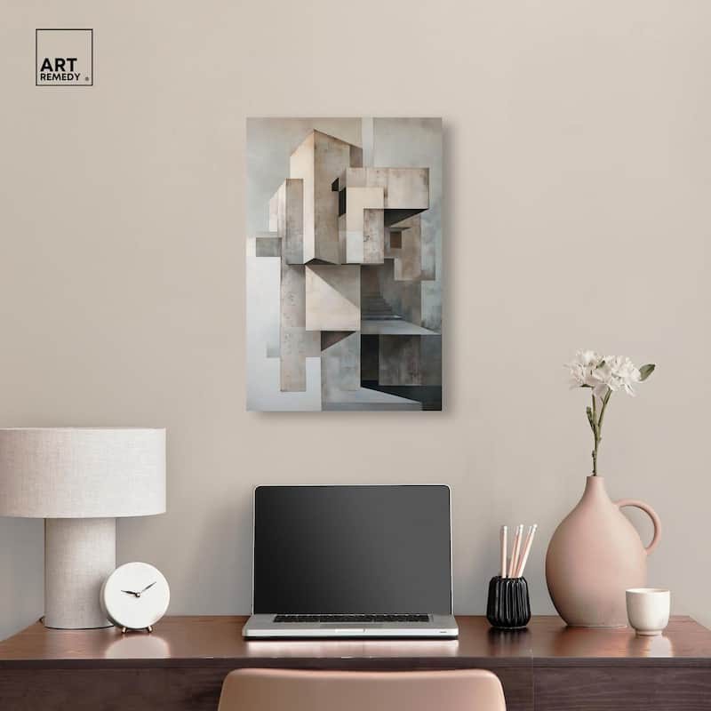 Grey Matrixy Canvas by Art Remedy, Gallery Wrapped