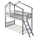 preview thumbnail 16 of 20, Twin Over Twin Bunk Bed Wood Bed with Roof, Window, Ladder