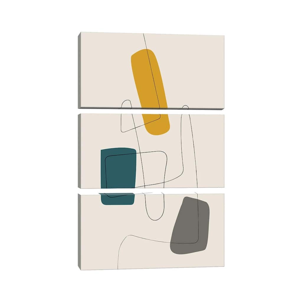 iCanvas "Minimalist Line Mustard Teal Gray" by EmcDesignLab 3-Piece Wall Art Set