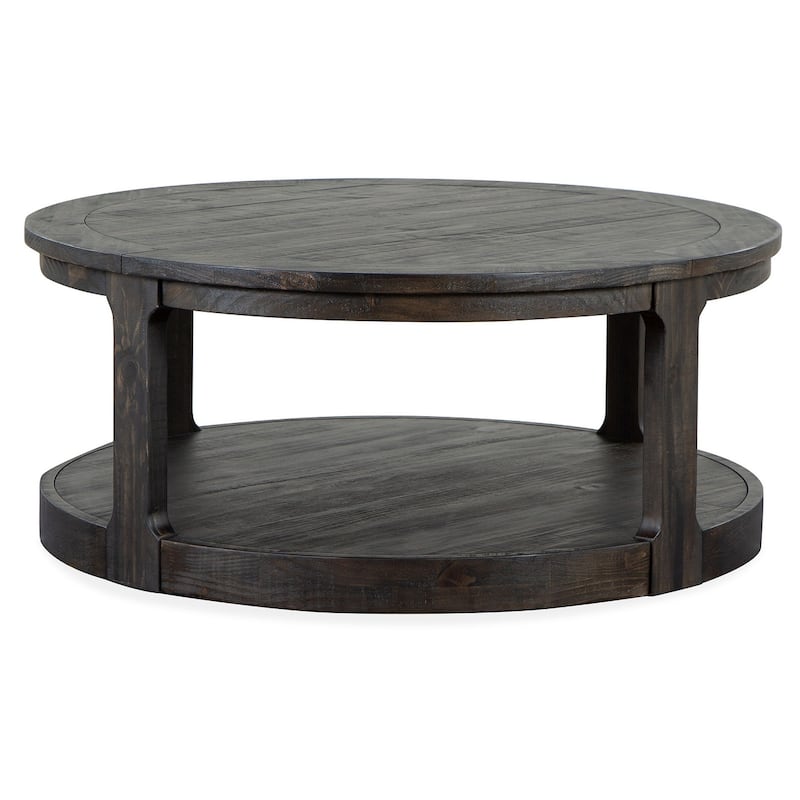 Magnussen Home Boswell Peppercorn Round Cocktail Table with Casters - 40''W x 40''D x 17''H