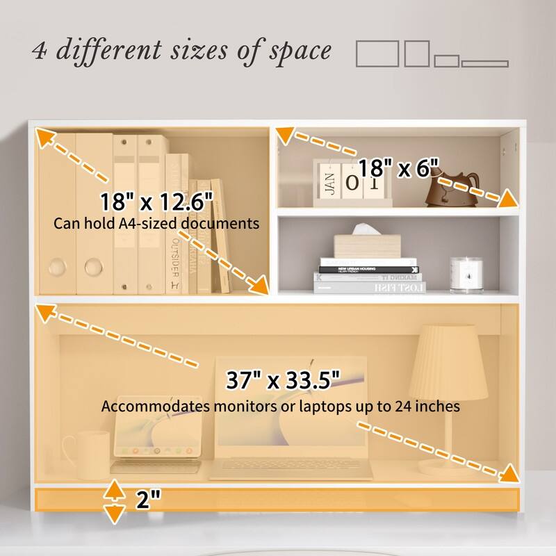 Desktop Shelf Bookshelf Storage for College Dorm Office Home, White