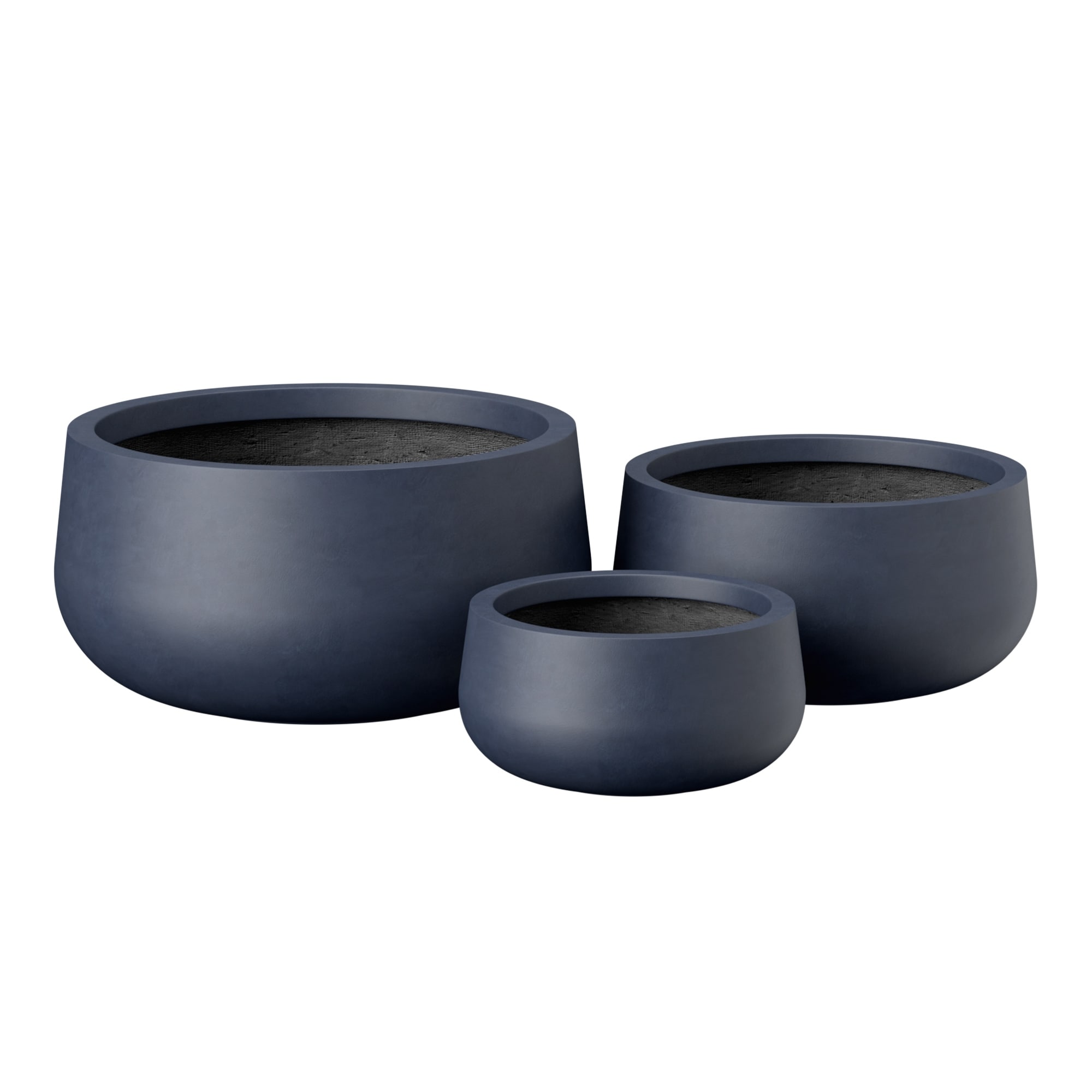 3-Piece Modern Seamless Round Lightweight Cement Concrete Planter Set - Set of 3(12",16",20" W)