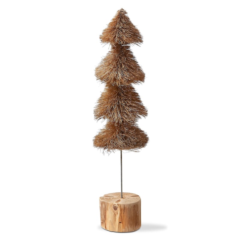 Sisal Christmas Tree Decorations for Tabletop or Mantel Medium Taupe 15 inch - Brown