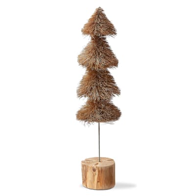 Sisal Christmas Tree Decorations for Tabletop or Mantel Medium Taupe 15 inch - Brown