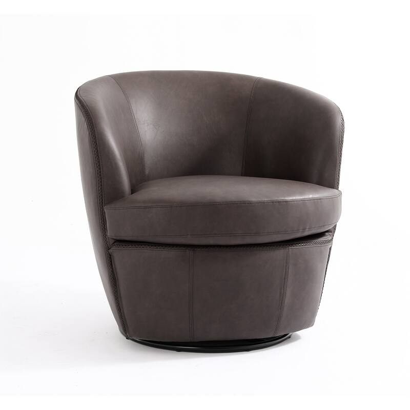 Modern Upholstery Barrel Swivel Chair Faux Leather