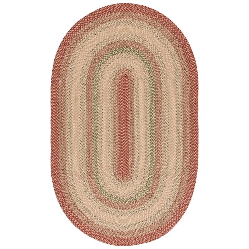 SAFAVIEH, Handmade Braided Adelajde Country Rug - 5' x 8' Oval - Rust/Multi