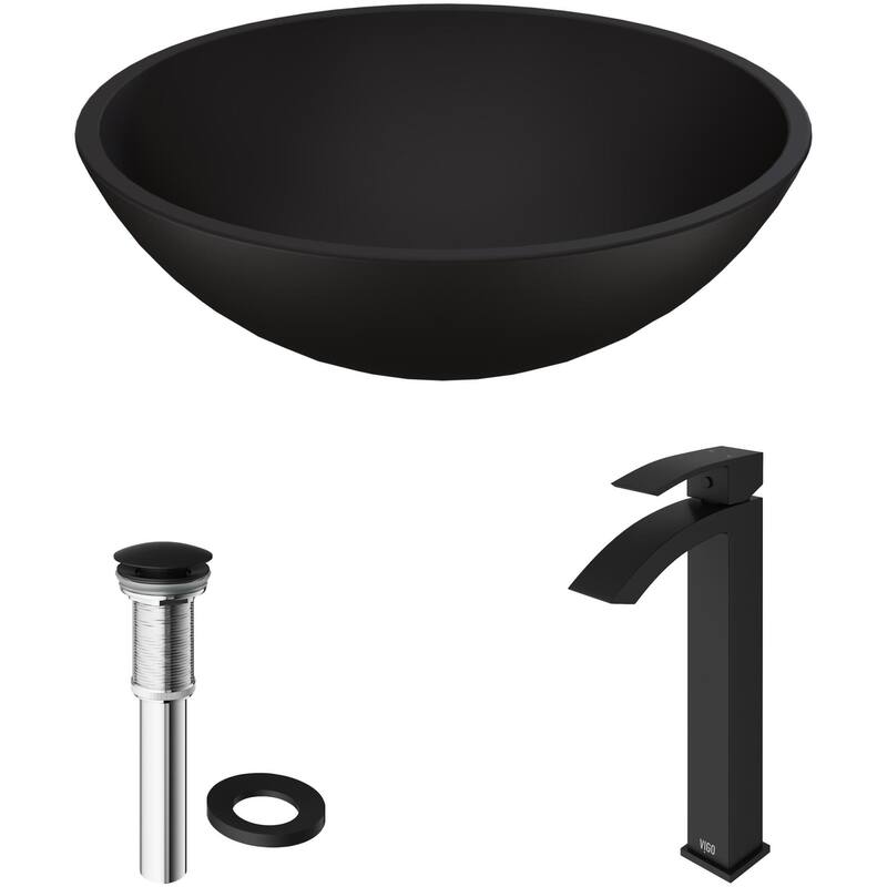 Vigo Cavalli 15" Vessel Bathroom Sink with 1.2 GPM Deck Mounted