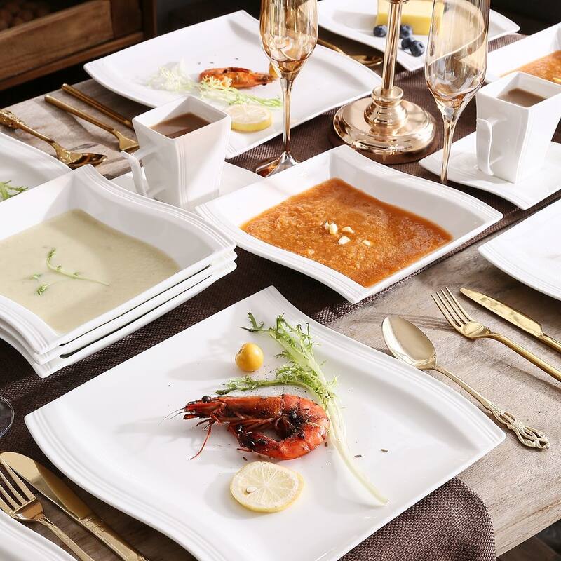 MALACASA Flora 60-Piece Porcelain Dinnerware Set, Service for 12