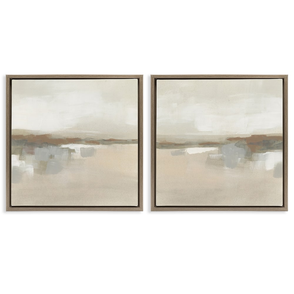 Stupell Earthy Landscape Impressions Framed Floater Canvas Wall Art Design By June Erica Vess (Set of 2)