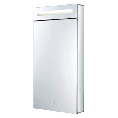 Bathroom Medicine Cabinet, Aluminum, Recessed/Surface Mount, Mirrored Interior w/LED