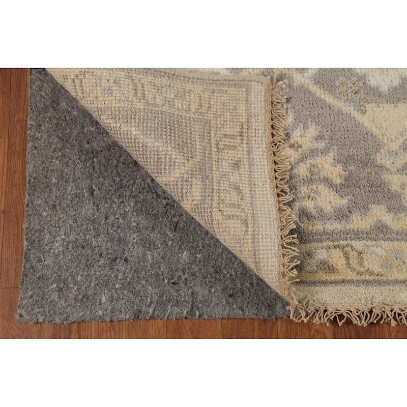 Earth Tone Oushak Indian Rug Hand-Knotted Floral Wool Carpet - 9'2"x 11'6"