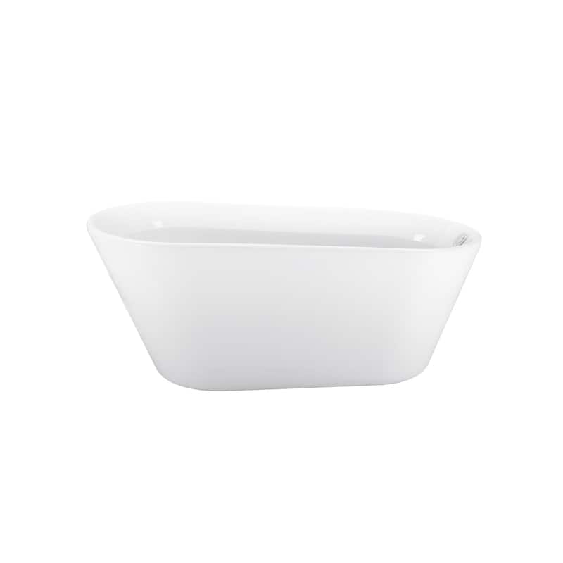 61 Inch Acrylic Freestanding Soaking Bathtub in White with Overflow and Drain