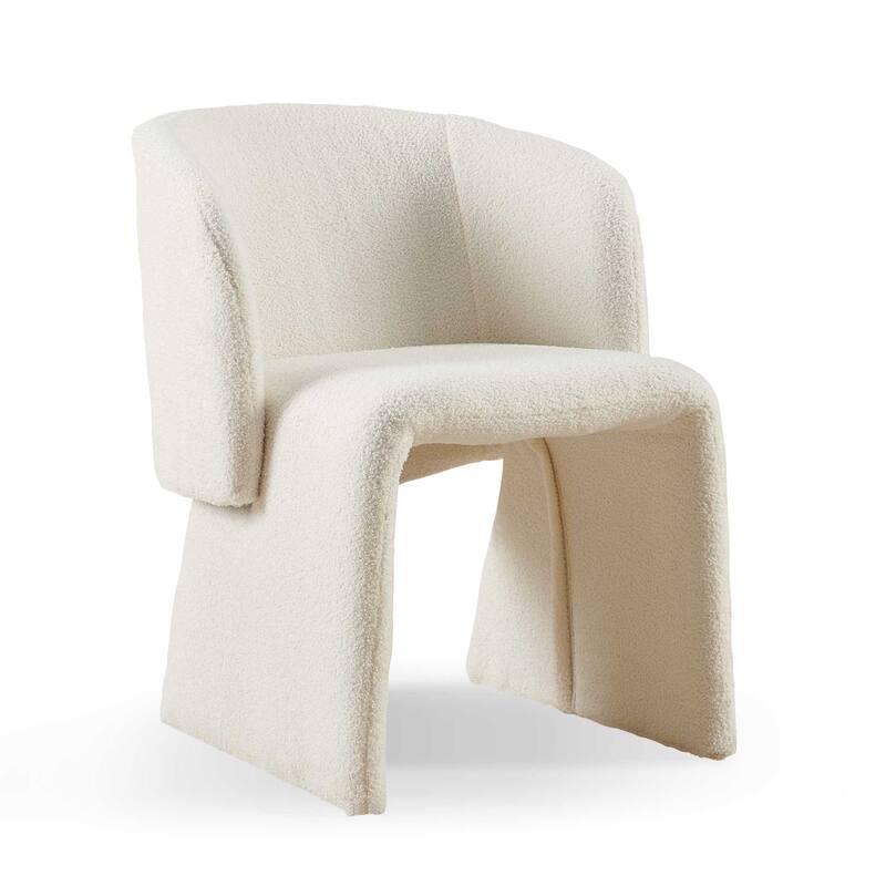 Modern Dining Chair Accent Chair Single Sofa Chair,Upholstered Side Chair Teddy Comfy Chair - Off White