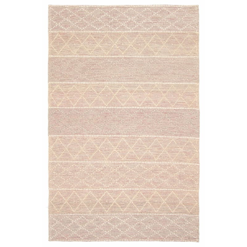 ECARPETGALLERY Braid weave Sienna Cream, Pink Wool Rug - 5'0 x 7'10 - Cream/ Dark Pink - 5'0 x 7'10