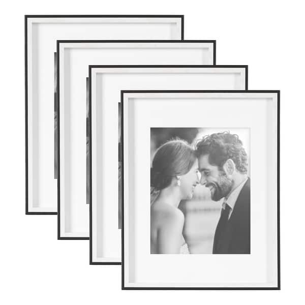 Kate and Laurel Gibson Photo Frame Set - 4 Piece 11x14 matted to 8x10 - Black/White