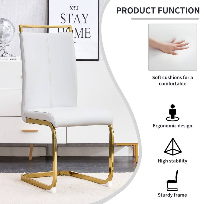 Modern Dining Chairs with Golden C-shaped Tube Metal Legs