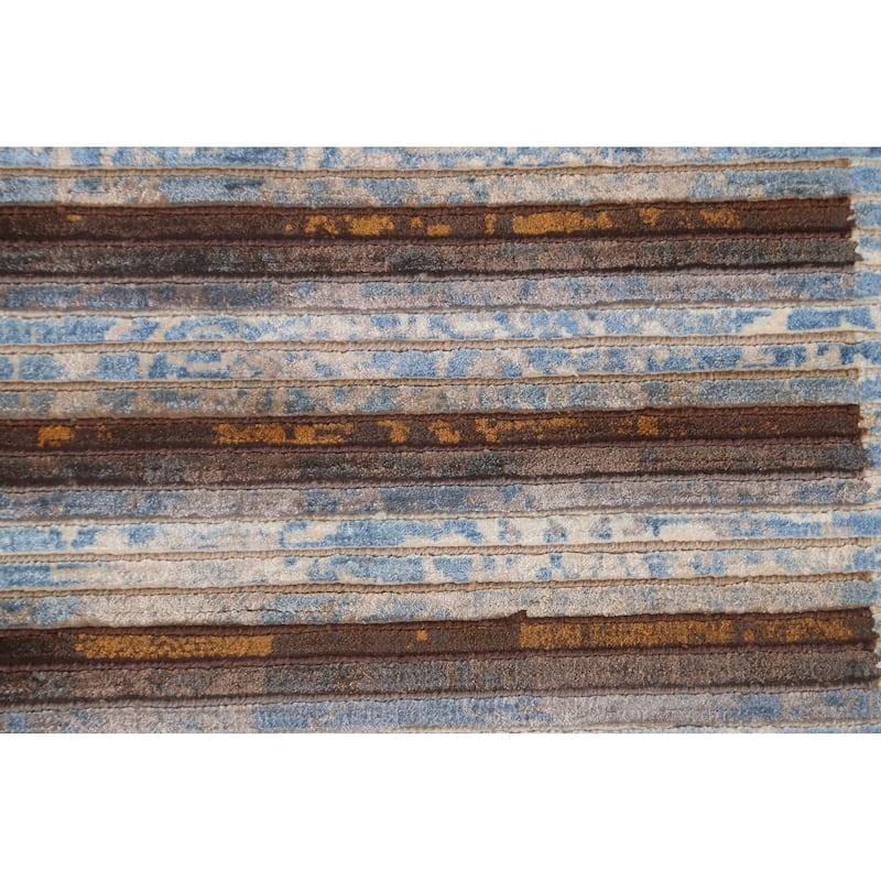 Multi-Color Modern Accent Rug Handmade Wool Carpet - 2'8"x 4'9"