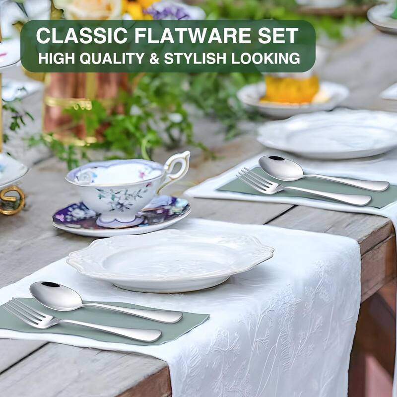 49-Piece Silverware Set with Organizer, Stainless Steel Flatware Cutlery Set