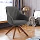 Modern Home Office Swivel Arm Accent Chair with Wood Legs - Dark Grey
