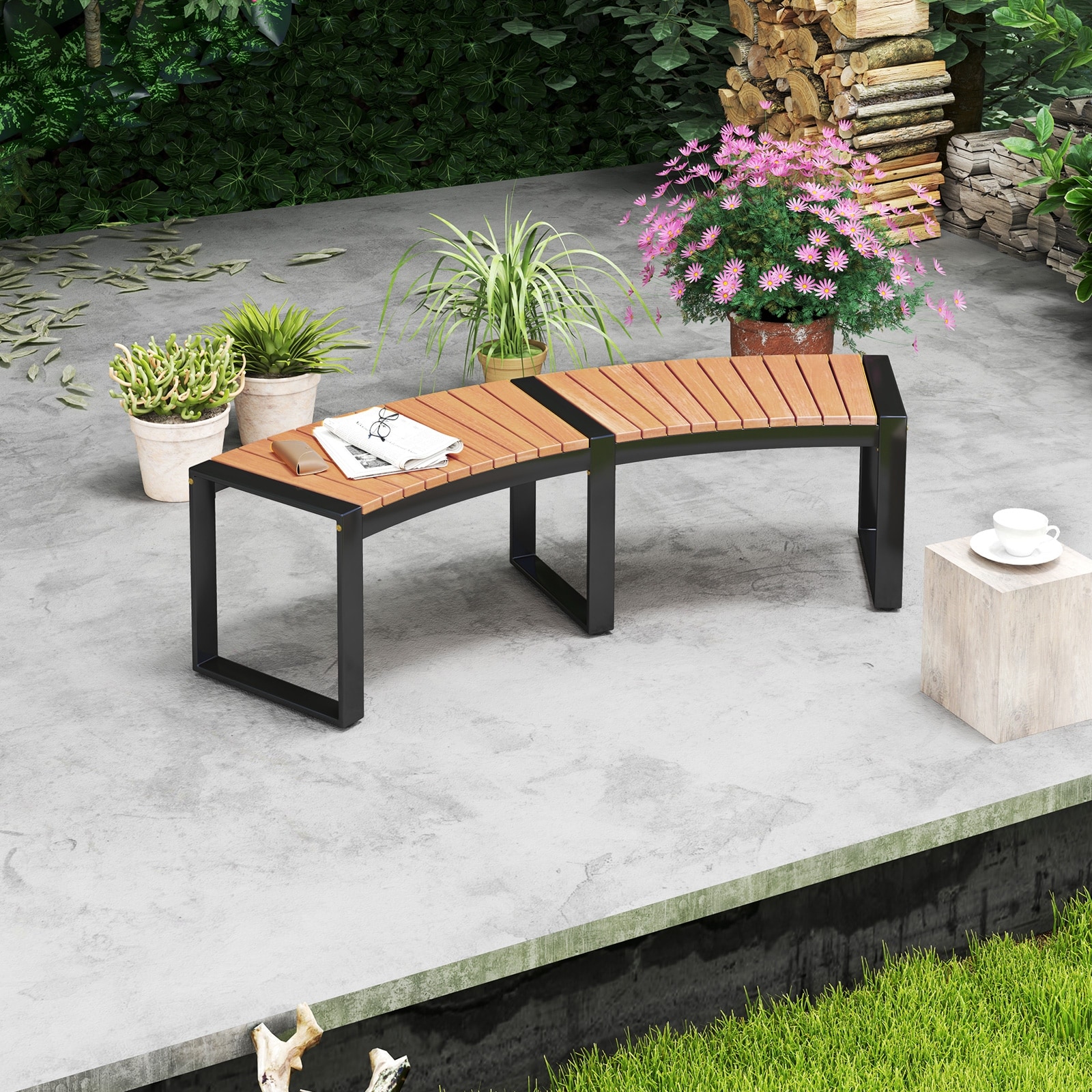 Sleek Outdoor Bench for Balcony or Backyard Relaxation - 57.5