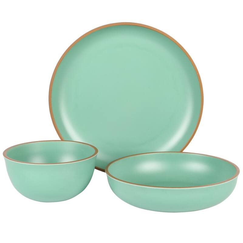 Gibson Home Rockabye 12 Piece Double Bowl Melamine Dinnerware Set