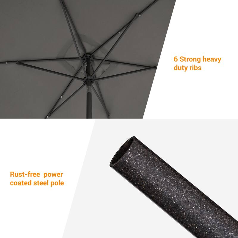 Bonosuki 10 x 6.5ft LED Patio Rectangular Umbrella Outdoor Market Umbrella Aluminium/Steel with Tilt and Crank