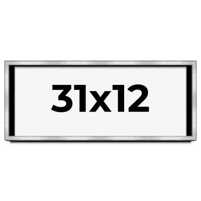 31x12 Shadow Box Frame Silver | 1.375 Inches Deep Real Wood