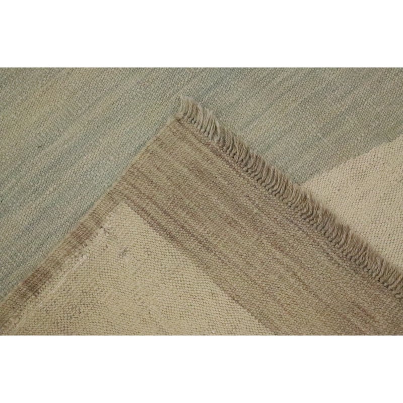 Hand Woven Oriental 100% Wool Carpet Southwestern Modern Beige & Ivories Kilim Area Rug - 11' 9'' X 9' 0''