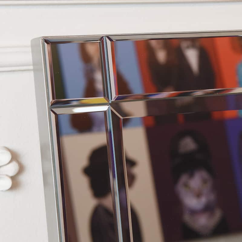 Moderno Squared Corner Beveled Rectangle Wall Mirror, Solid Wood Frame, 1"-Beveled Center Mirror, Ready to Hang - Clear