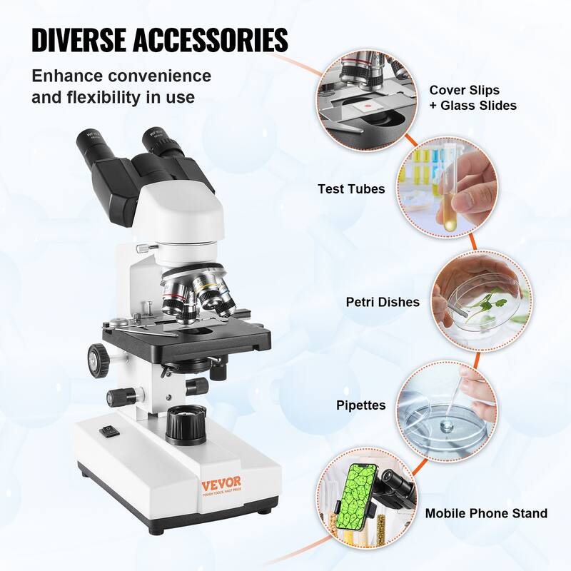 VEVOR Compound Trinocular and Binocular Compound Microscope,Phone
