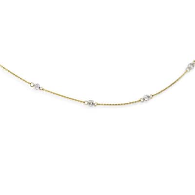 Curata 14k Gold Two Tone Diamond-cut Beads Necklace, 16+2"