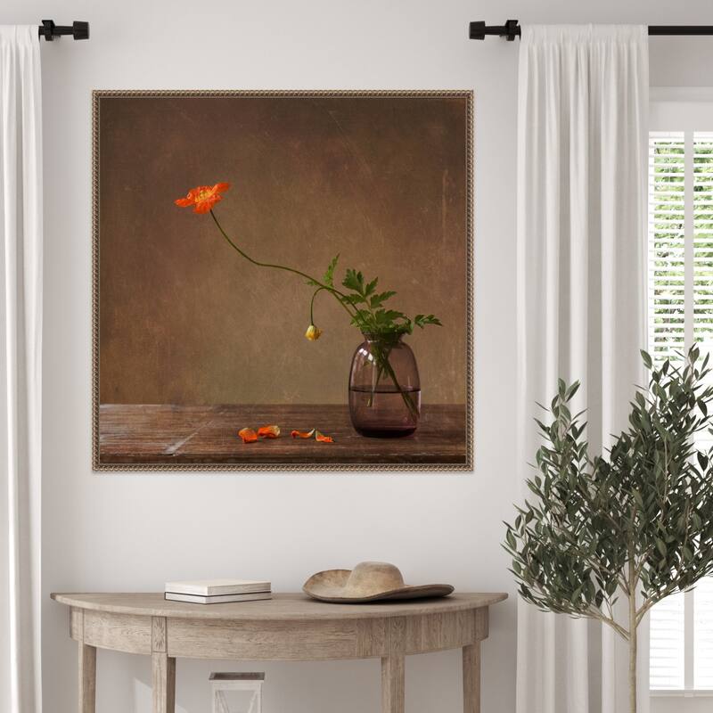 A story with orange poppies by Galina Bunkova Framed Canvas Wall Art Print