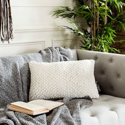 SAFAVIEH Abella Cream Ruched 12 x 20-inch Decorative Pillow