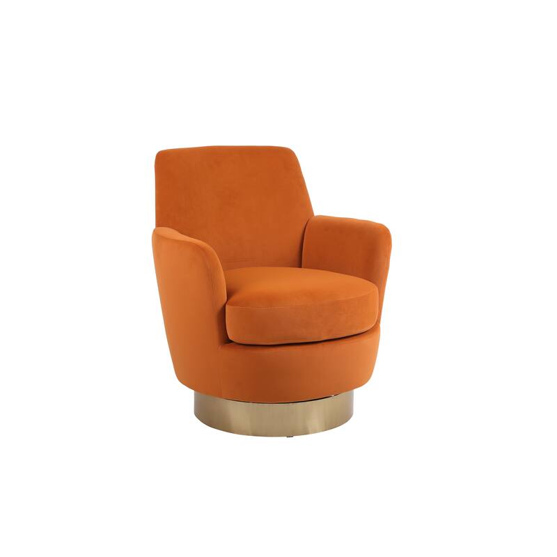 Velvet Swivel Barrel Chair for Living Room, 360° Swivel Accent Chair with Arms, Modern Round Barrel Armchair for Reading Corner