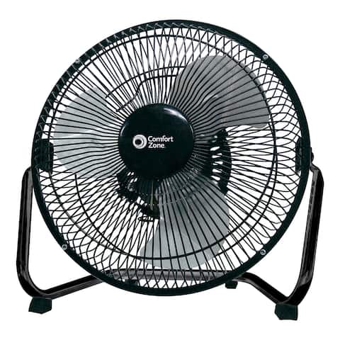 Comfort Zone 9 Inch 3 Speed Portable High Velocity Air Cooling Floor Fan, Black - 1
